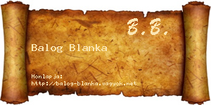 Balog Blanka névjegykártya